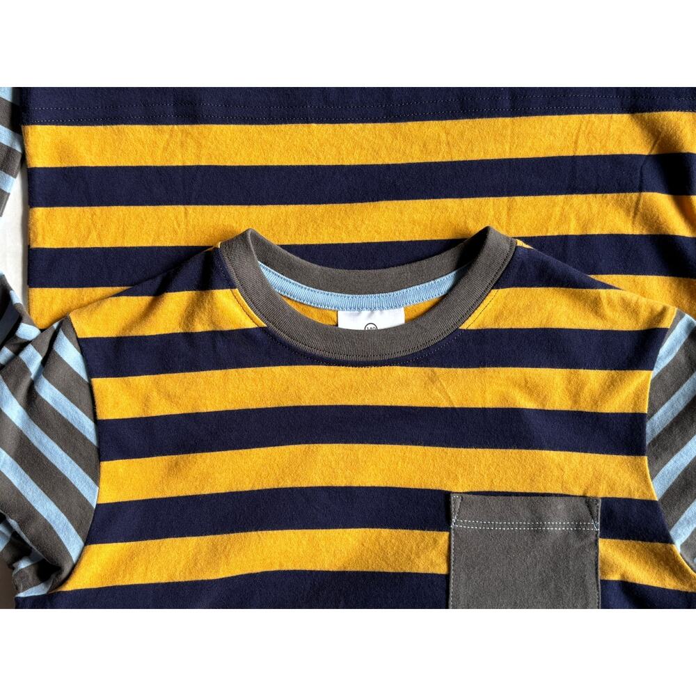 Hanna Andersson Boys 140(10) Long Sleeve MixUp Stripe Pocket Tee Top Made n Peru